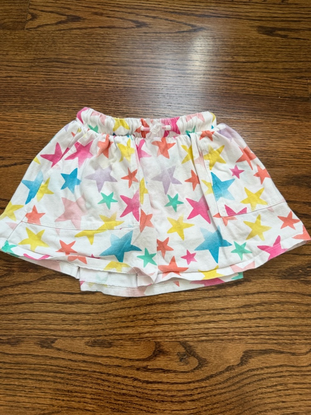 Lands' End Girls White Skort with Multicolor Star Print